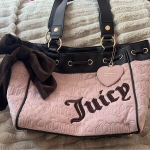 Juicy Couture Black and Pink Shoulder Bag